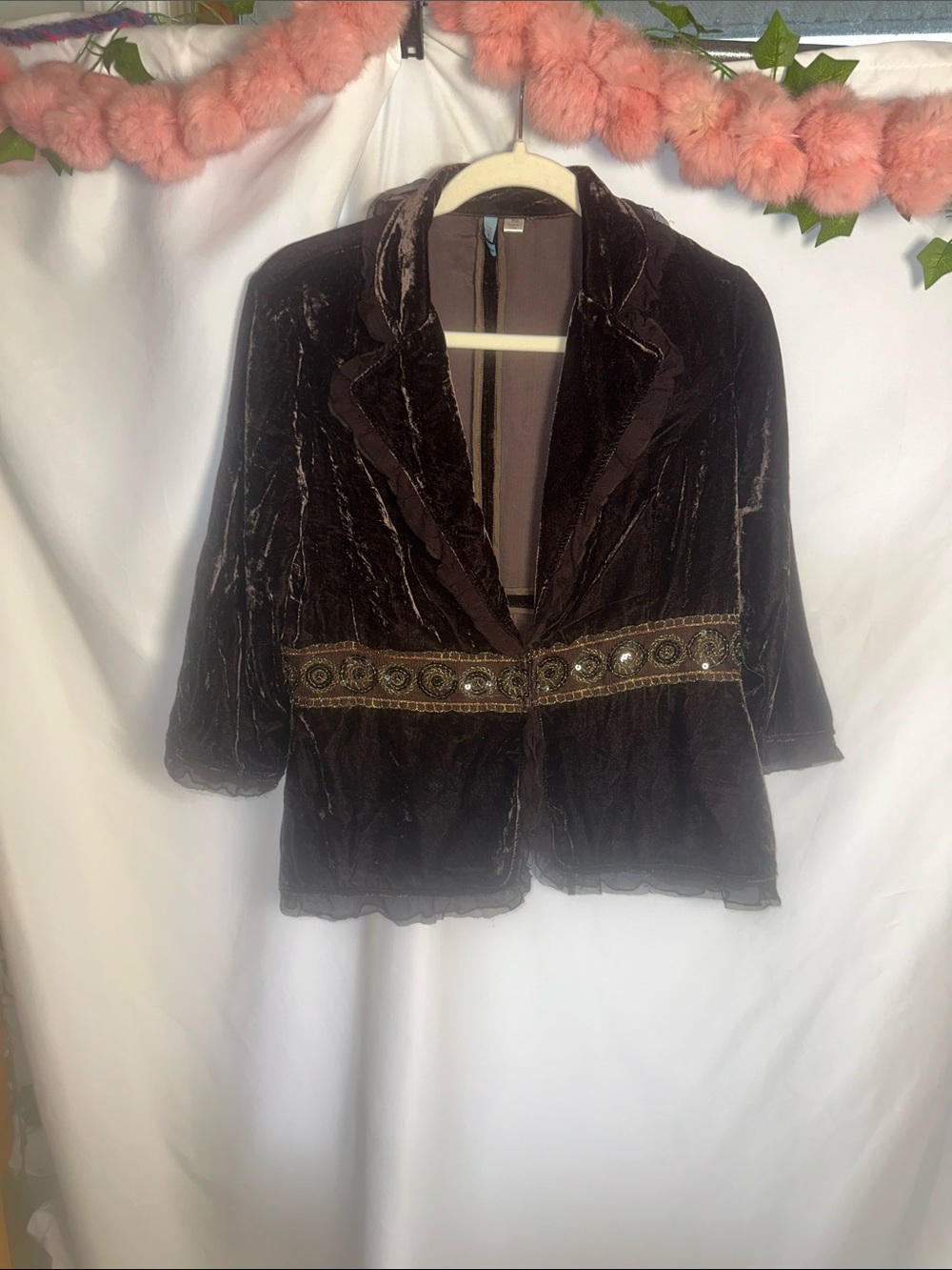 Mossimo Velvet Brown Jacket With Subtle Sheen